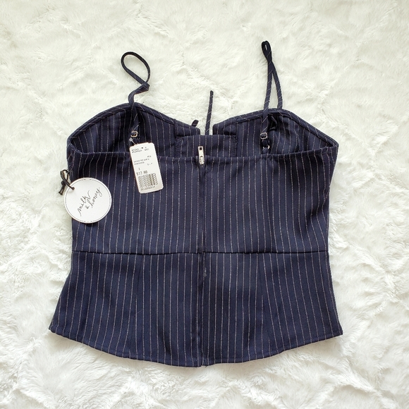 Lace-up Pinstripe Top - Picture 2 of 5
